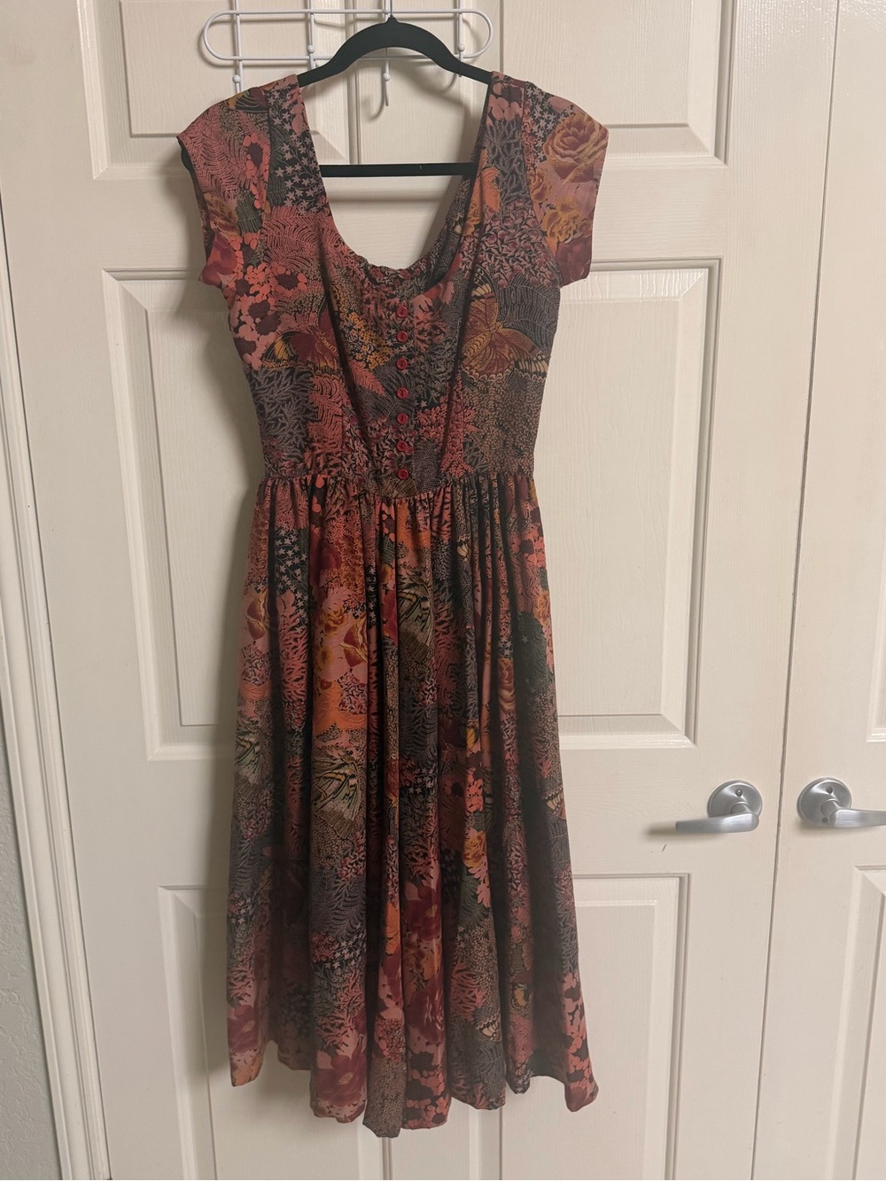 VTG 90s Beginnings Dress Company Butterfly Print Cottagecore Flowy Maxi Dress